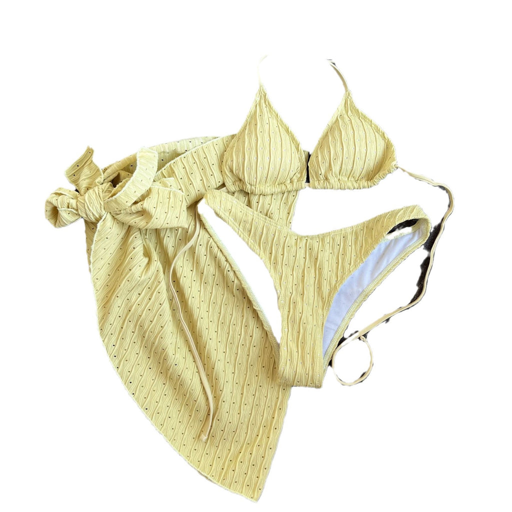 New Swimsuit Three-Piece Backless Drawstring Strap Bikini Three-Piece