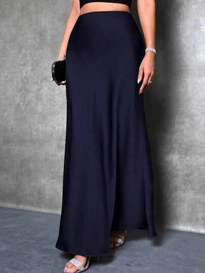 Satin Skirt Spring and Summer New Simple Imitation Silk Long Skirt Women's