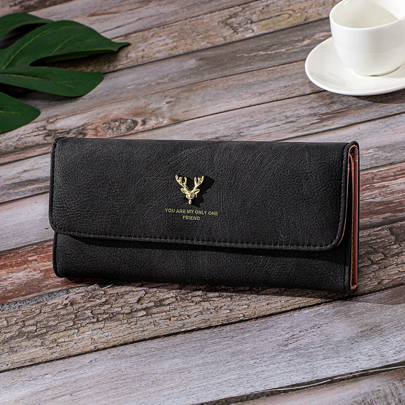Long Women's Wallet Frosted Cover Wallet Soft Leather Wallet Fashion Retro