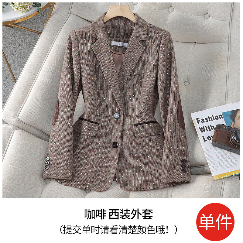 Old Qian Feng] Women's Contrast Spring and Autumn Coat Sales Houndstooth