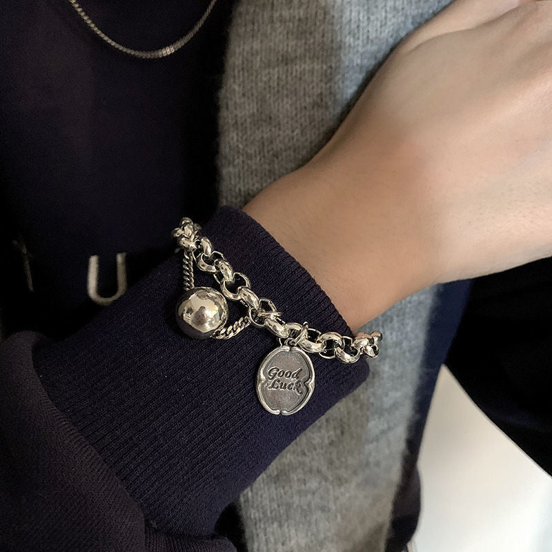 Six-pointed Star Old 925 Sterling Silver Bracelet Women's Autumn and