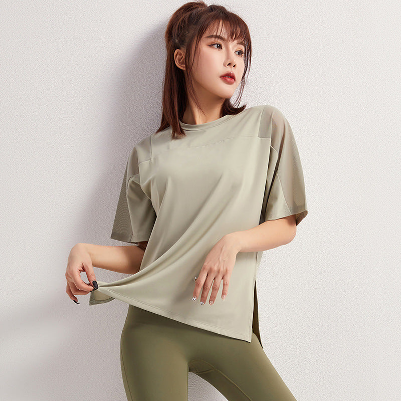 Summer Yoga Top Loose Sports Short Sleeve Women's Quick-Drying Running