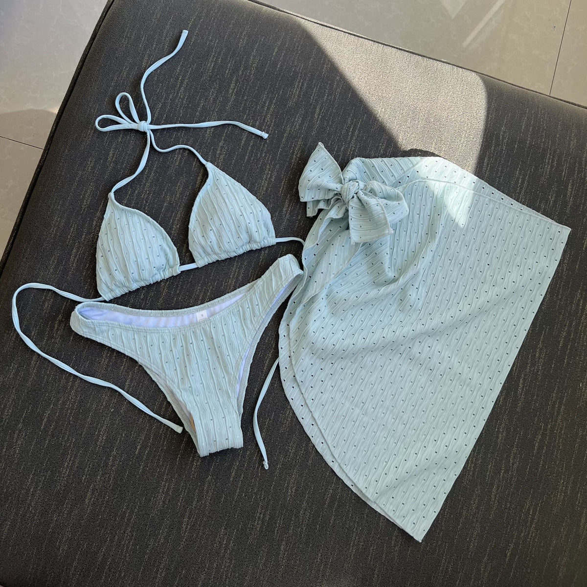 New Swimsuit Three-Piece Backless Drawstring Strap Bikini Three-Piece