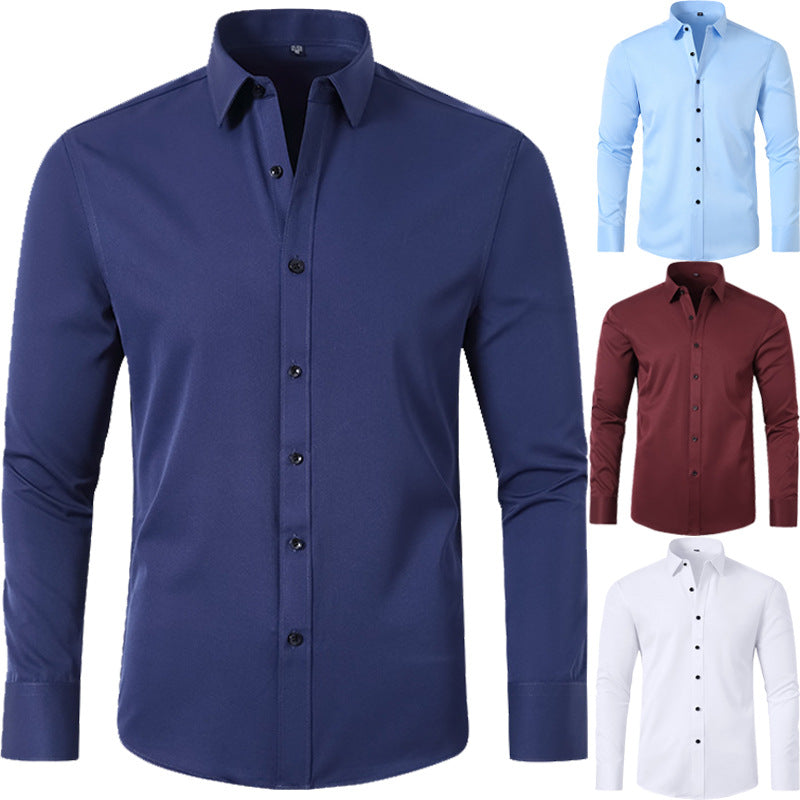 Four-Way Stretch Shirt Men's Shirt Wrinkle-Free and Anti-Wrinkle Export