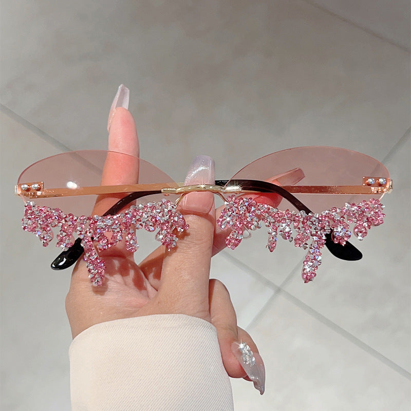 New Borderless Diamond-encrusted Angel Tears Sunglasses Spice Girls Street