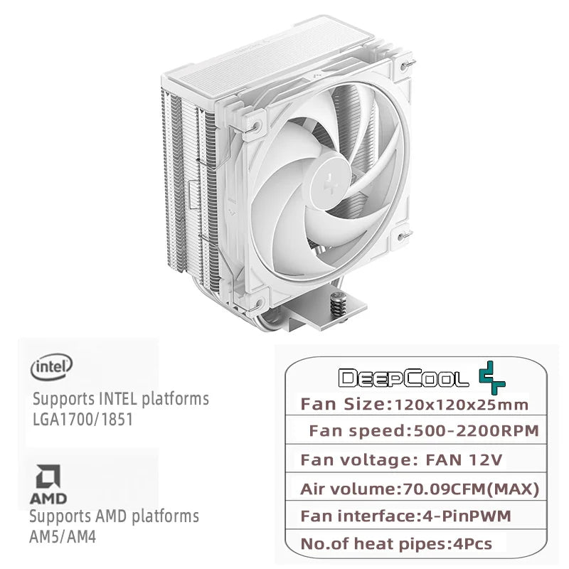 DEEPCOOL AG400 4 Heat Pipe CPU Air-Cooled Cooler ARGB PWM TDP 220W CPU