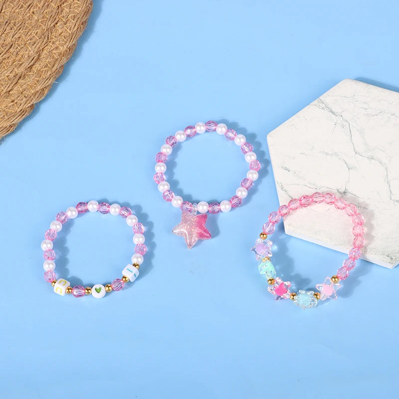 3Pcs/set Party Bracelets Star Letter Candy Color Beads Bracelet Children