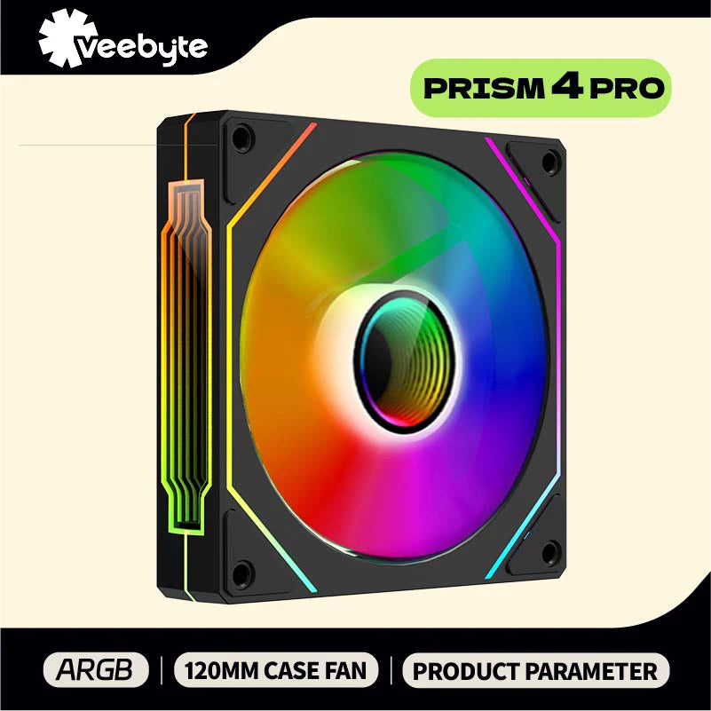 Veebyte PRISM 4 PRO Computer Chassis Fan 120mm 5V 3PIN ARGB 4 Pin PWM