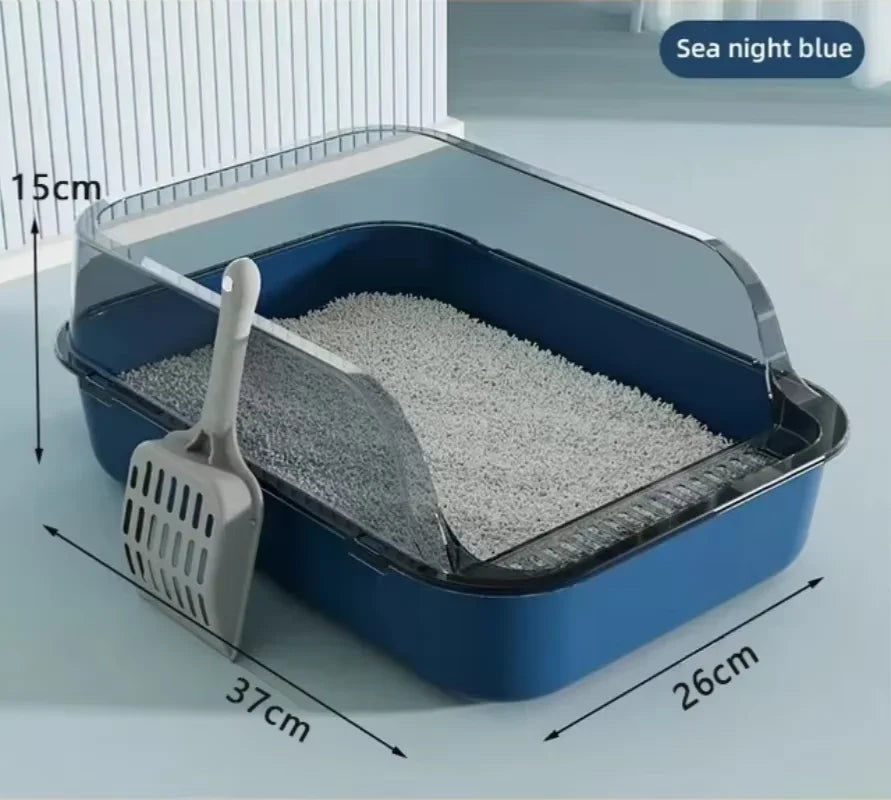 P Semi-Enclosed Cat Litter Box Splashproof Kitten Toilet Tray Pet Cleaning