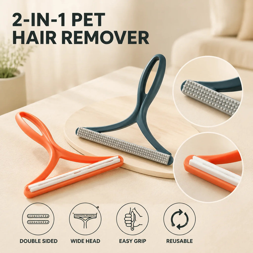 1pc 2in1 Double Sided Pet Hair Remover Lint Remover Clean Tool Shaver