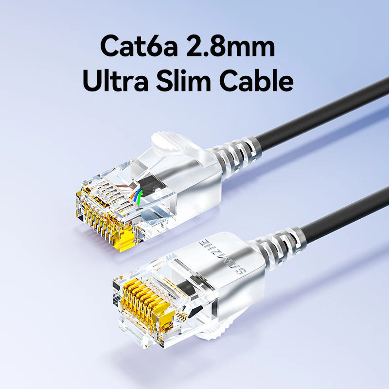 SAMZHE Slim Cat6A RJ45 Internet Cable High Speed 10Gbps 31AWG Pure Copper