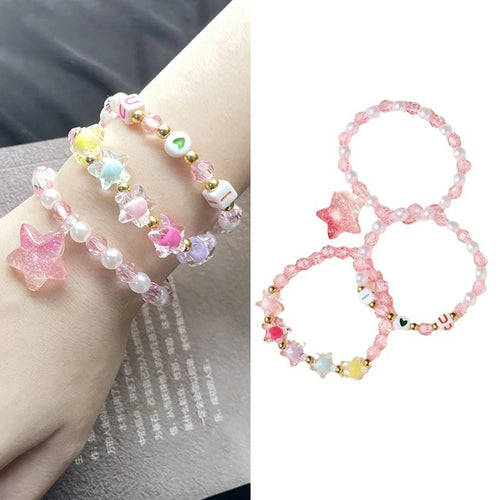 3Pcs/set Party Bracelets Star Letter Candy Color Beads Bracelet Children