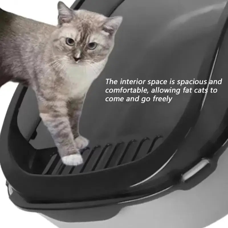 P Semi-Enclosed Cat Litter Box Splashproof Kitten Toilet Tray Pet Cleaning