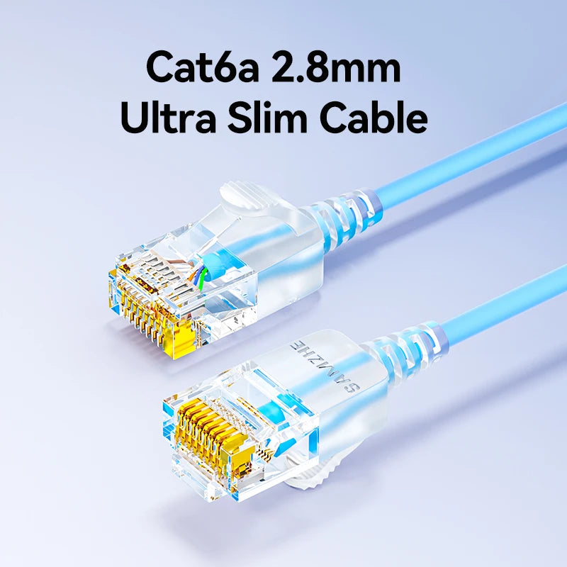 SAMZHE Slim Cat6A RJ45 Internet Cable High Speed 10Gbps 31AWG Pure Copper