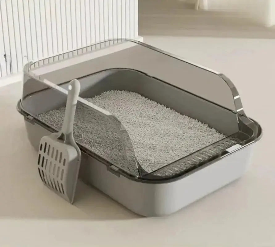 P Semi-Enclosed Cat Litter Box Splashproof Kitten Toilet Tray Pet Cleaning