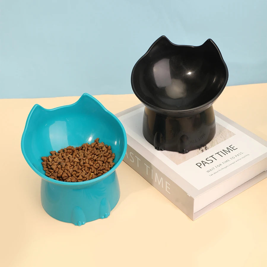 1pc WhiskerWare Elevated Cat Bowl, Anti-Tip Plastic Raised Pet Feeding