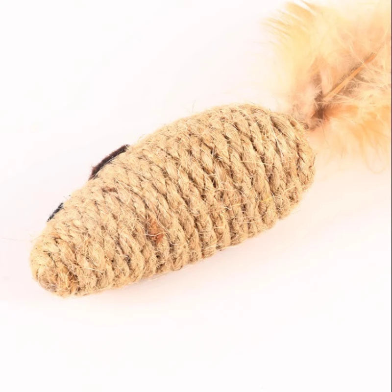 Cat Chew Toy Bite Resistant Mouse Feather Kitten Toy Teeth Cleaning