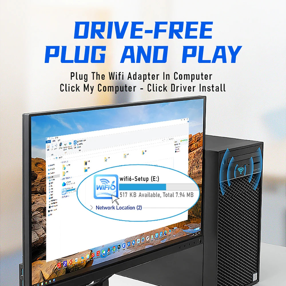 WiFi 6 USB3.0 Adapter 1800Mbps 5G/2.4GHz USB Wi-fi Dongle Wireless