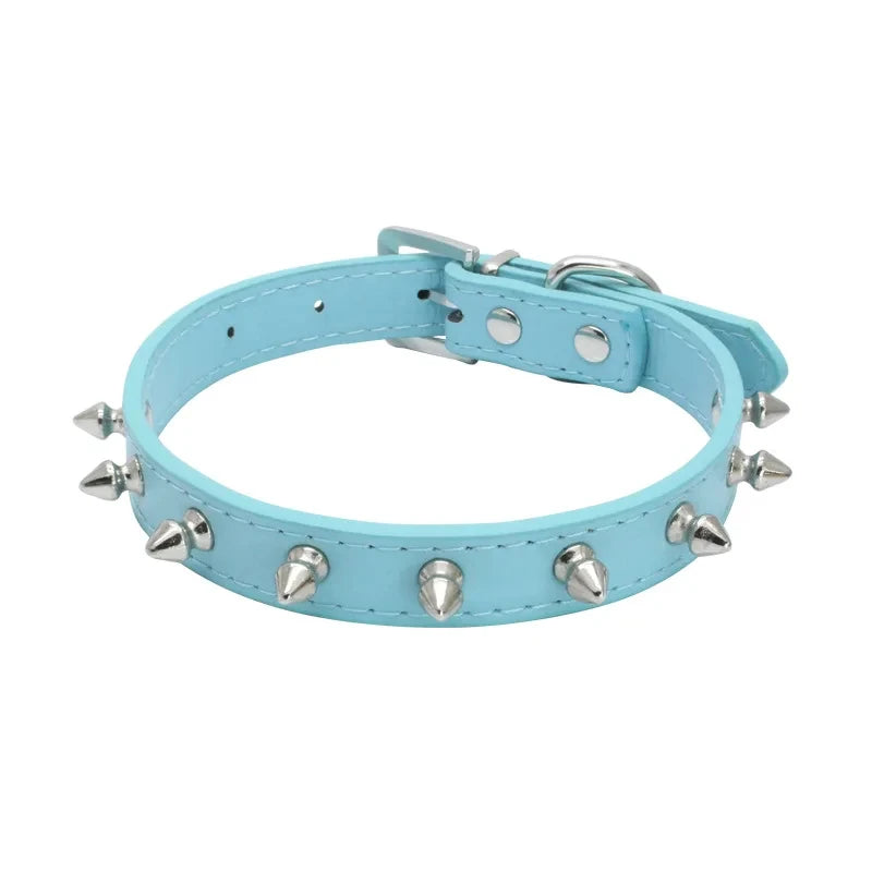 Leather Dog Cat Collar Spiked Studded Puppy Pet Necklace for Small Medium