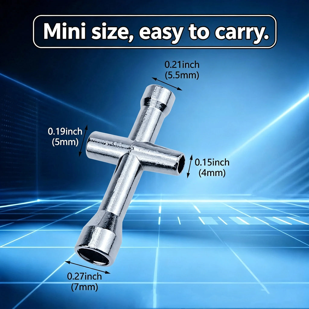 4 in 1 3D Printer Nozzle Tool M2 M2.5 M3 M4 Screw Nut Hexagonal Cross