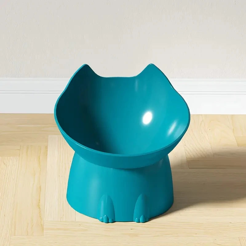 1pc WhiskerWare Elevated Cat Bowl, Anti-Tip Plastic Raised Pet Feeding