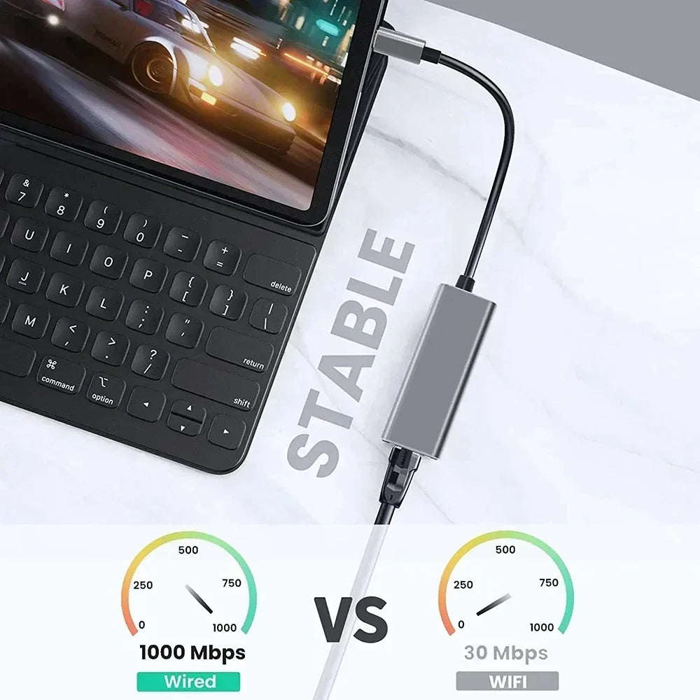 Adaptateur Ethernet USB Type C 1000Mbps, Carte Réseau RJ45 USB 3.0 Pour
