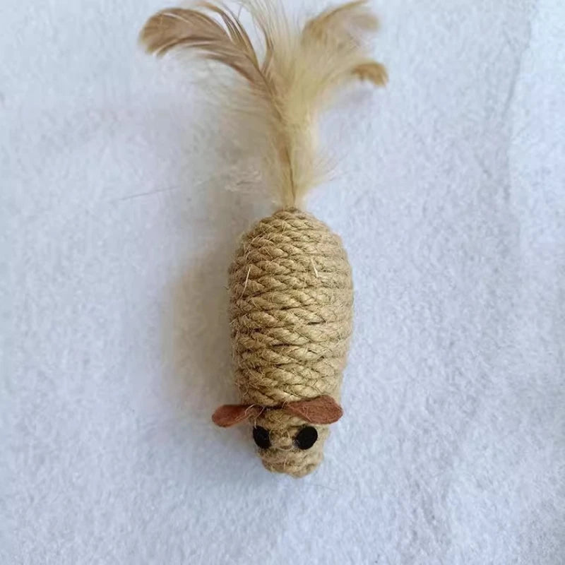 Cat Chew Toy Bite Resistant Mouse Feather Kitten Toy Teeth Cleaning