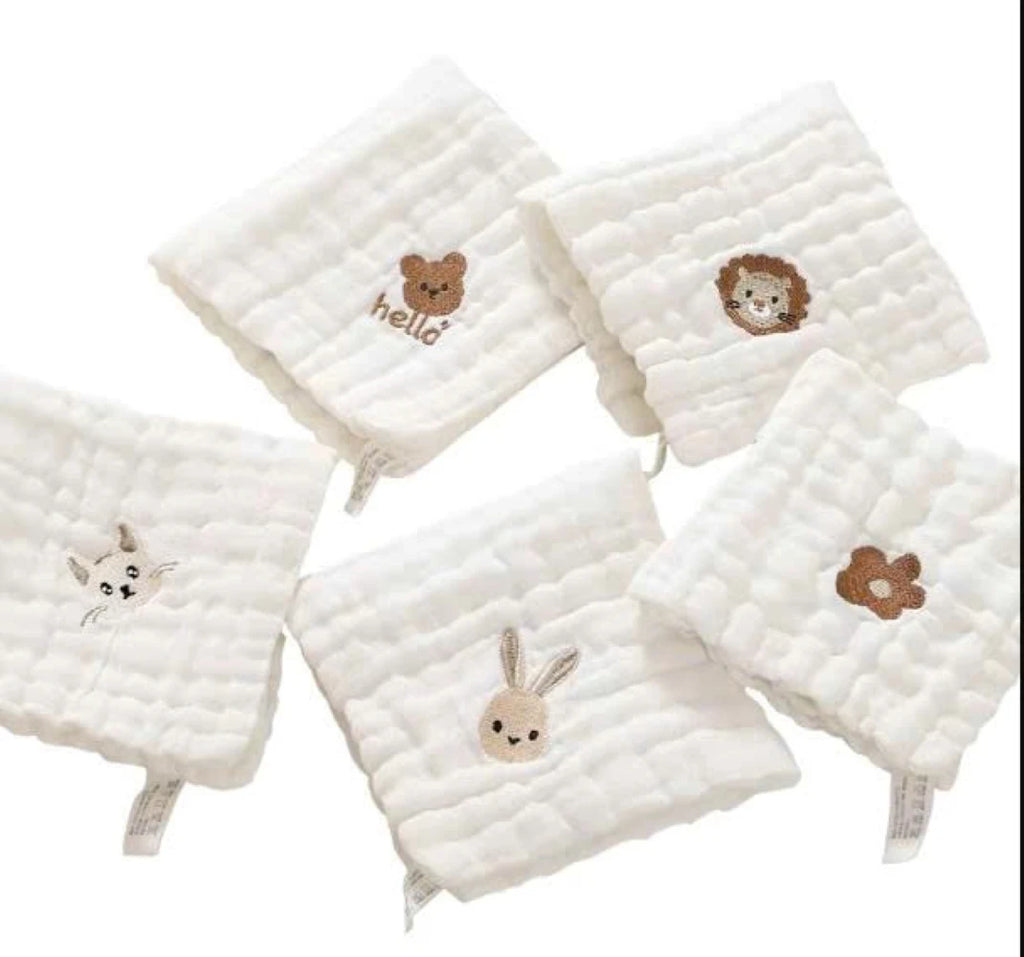 Baby Muslin Cotton Burp Cloth Square 20x20cm Ultra Soft Absorbent Printed