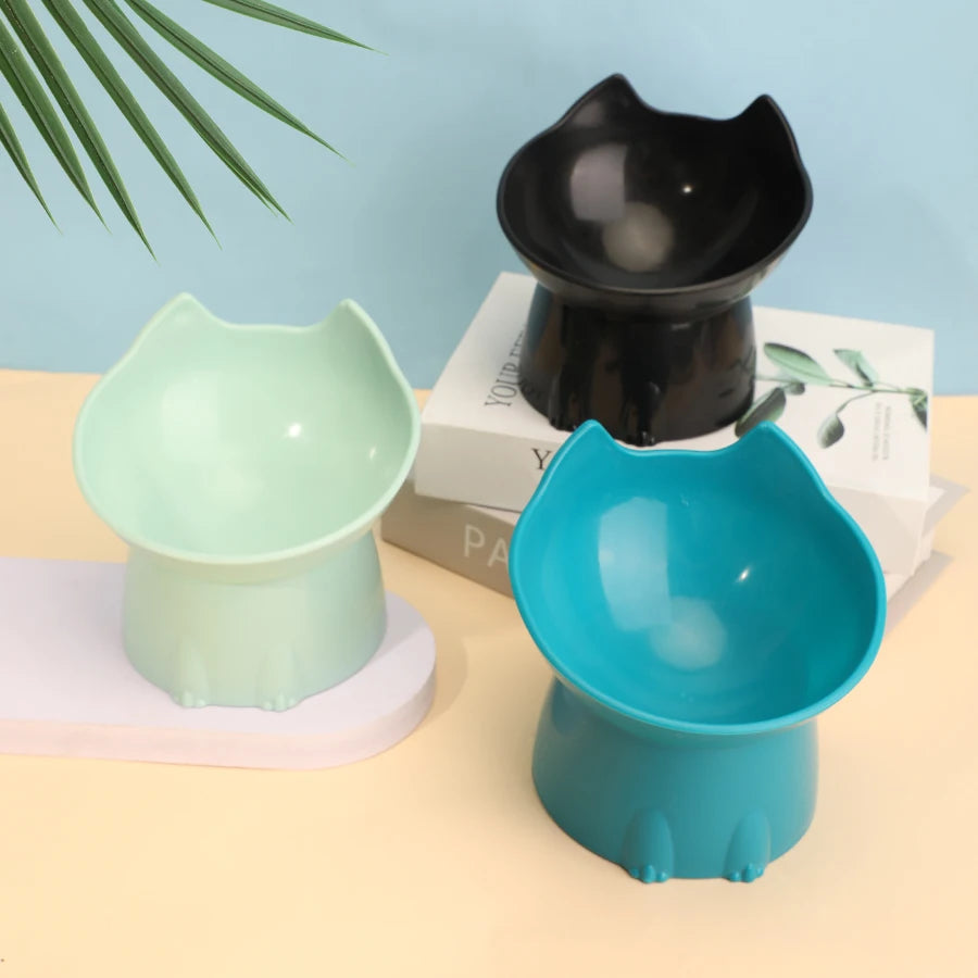 1pc WhiskerWare Elevated Cat Bowl, Anti-Tip Plastic Raised Pet Feeding
