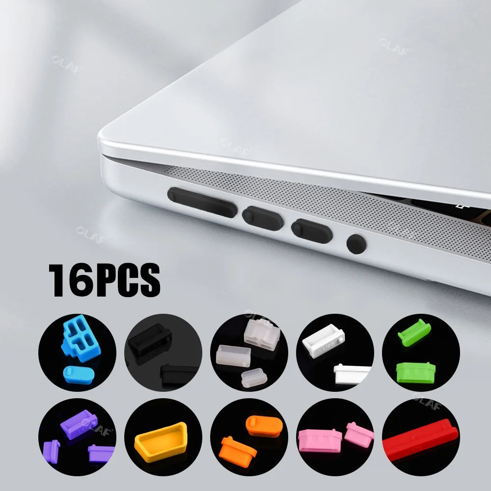 16Pcs/set Universal Anti Dustproof Notebook Port Plug Silicone Protector