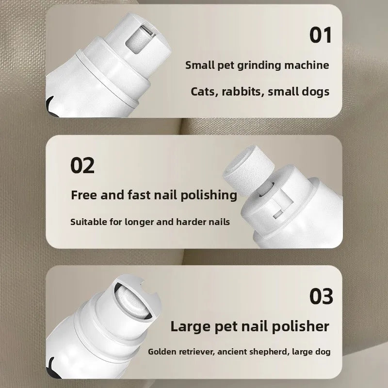 Intelligent LCD Display Pet Nail Polisher 3 Multi-Size Grinding Heads Fast