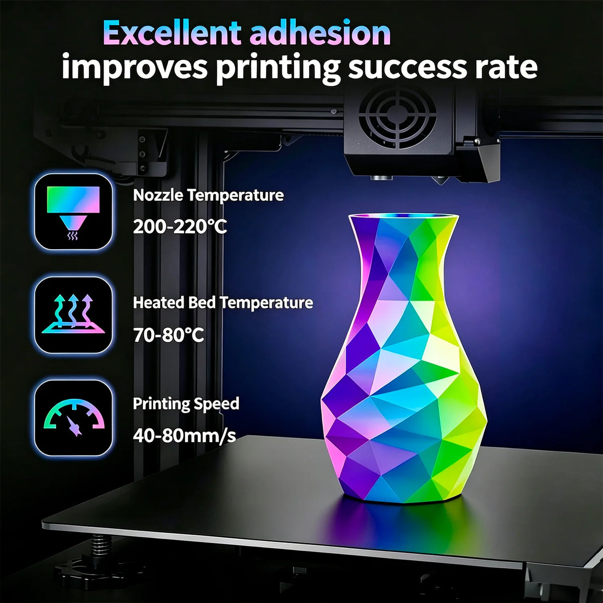 Tricolor Silk PLA 3D Printer Filament, 1.75mm Multicolor 3D Printing