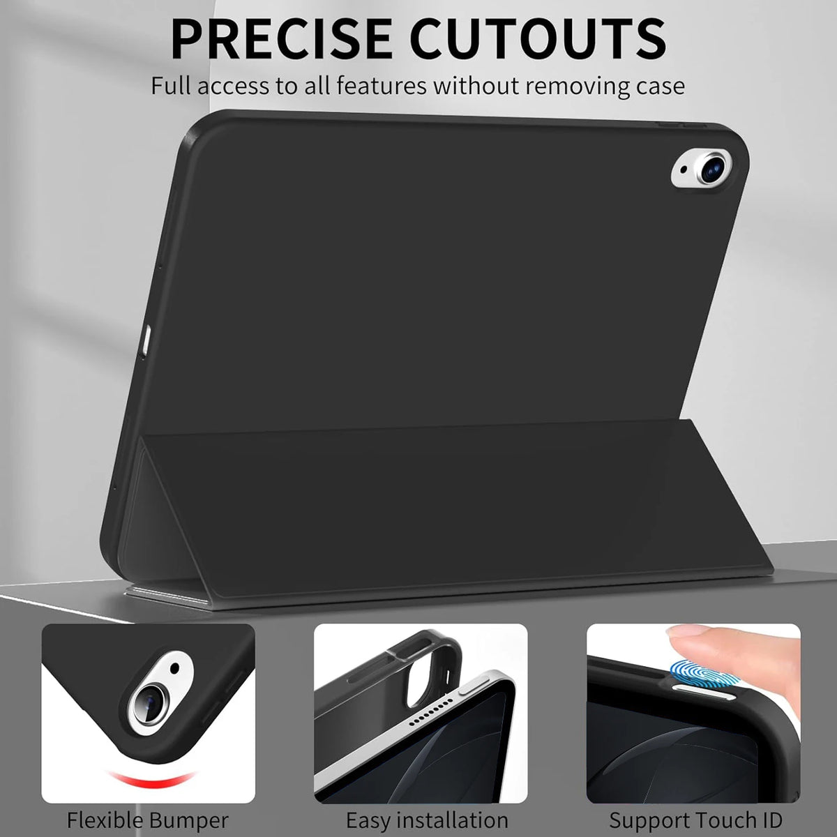 for iPad 5/6/7/8/9/10th gen Compatible with Air 4/5/6/7 Pro 11, three fold