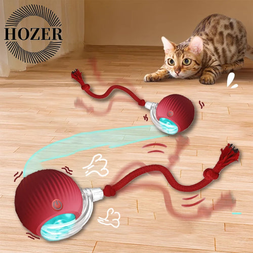 2Pcs Cat Interactive Ball Toys Automatic Rolling Ball Faux Tail