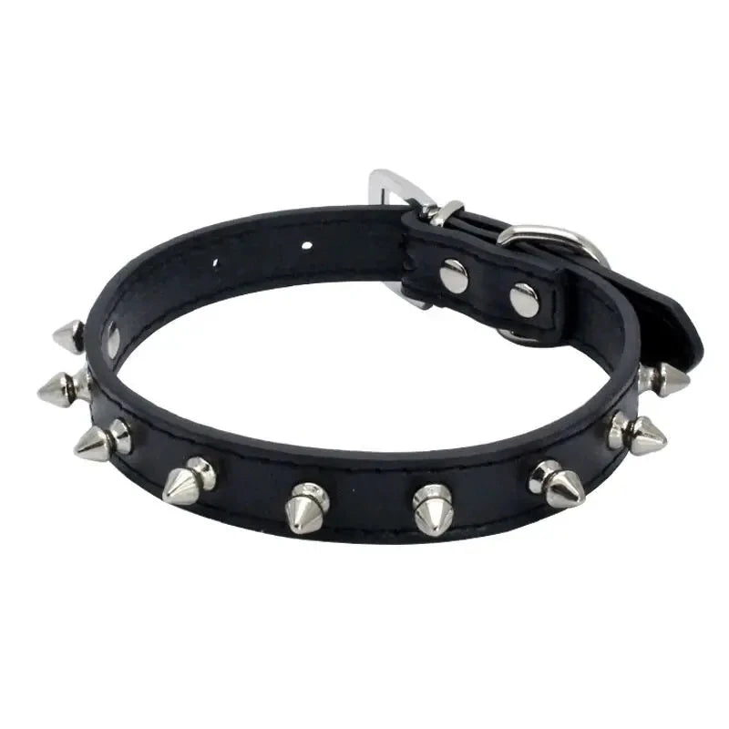 Leather Dog Cat Collar Spiked Studded Puppy Pet Necklace for Small Medium