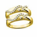 14K Yellow Gold Couple Diamond Bands Set | Real Diamond His and Hers