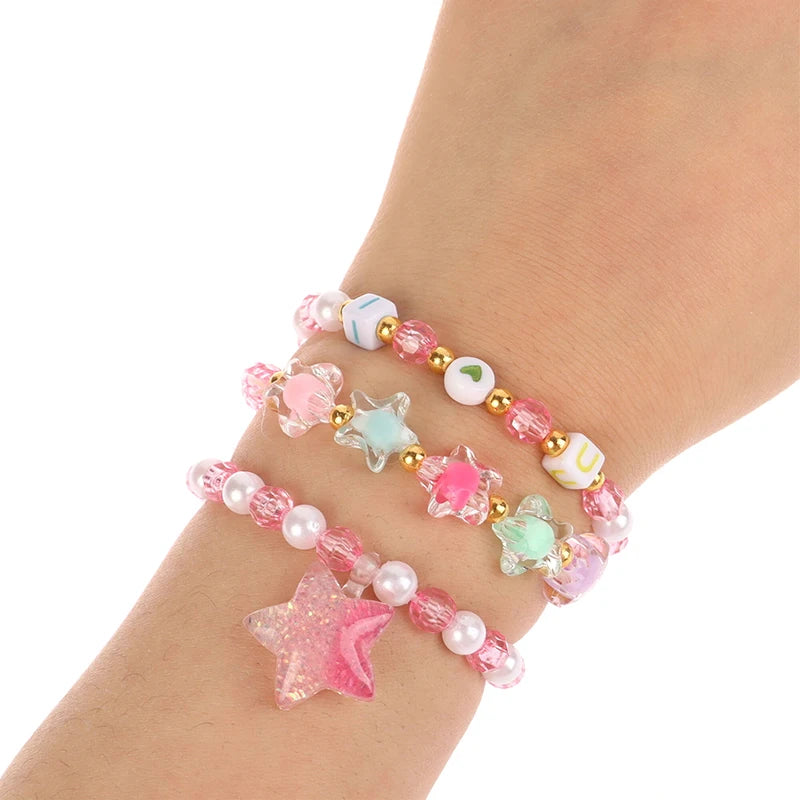 3Pcs/set Party Bracelets Star Letter Candy Color Beads Bracelet Children