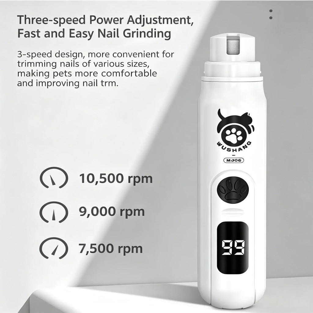 Intelligent LCD Display Pet Nail Polisher 3 Multi-Size Grinding Heads Fast