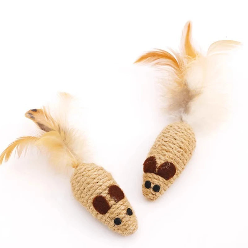 Cat Chew Toy Bite Resistant Mouse Feather Kitten Toy Teeth Cleaning