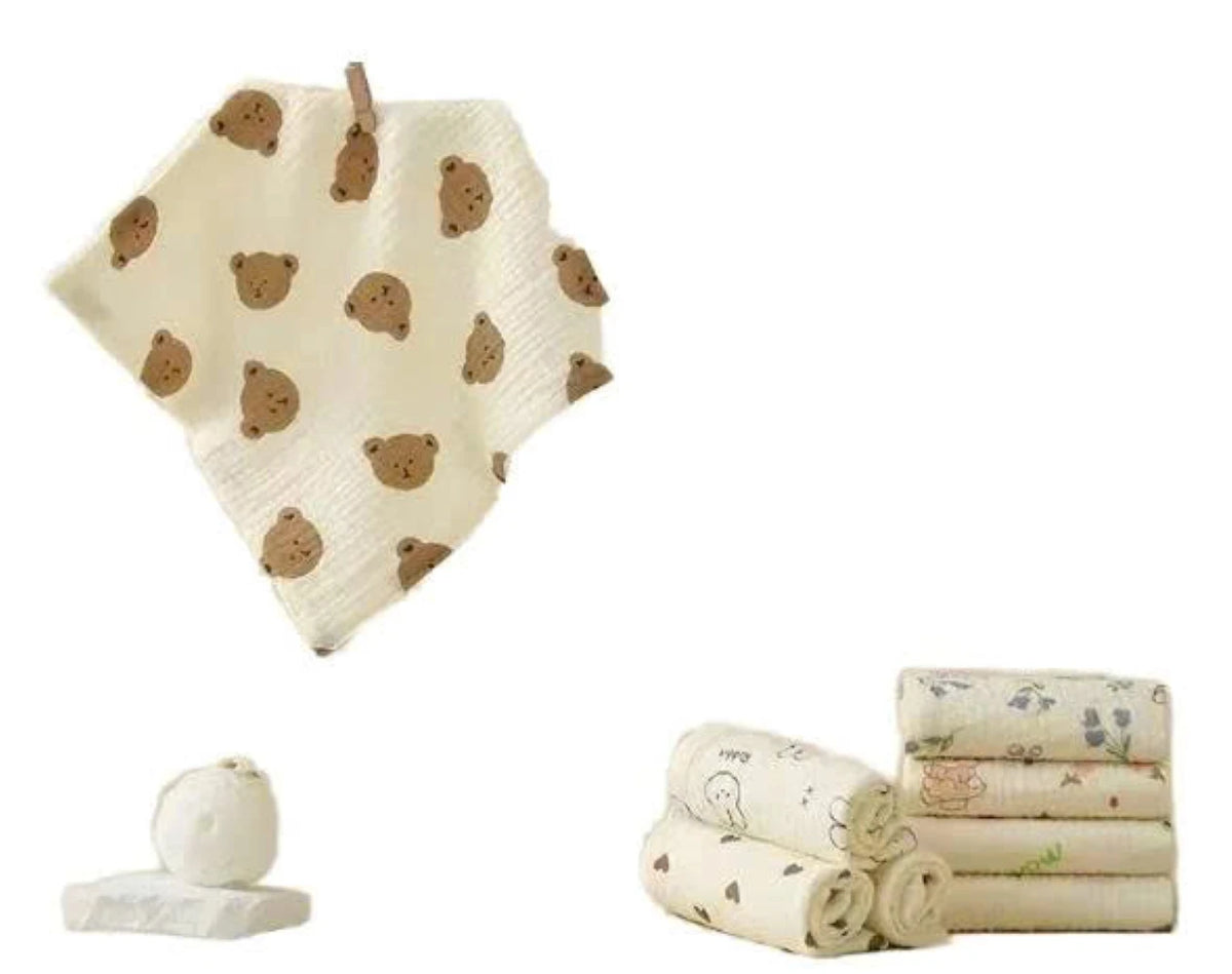Baby Muslin Cotton Burp Cloth Square 20x20cm Ultra Soft Absorbent Printed