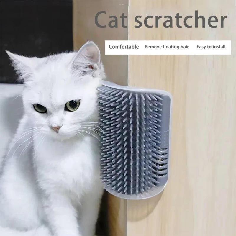 Cat Scratcher Massage Comb - Corner Scratching Brush with Catnip, Pet