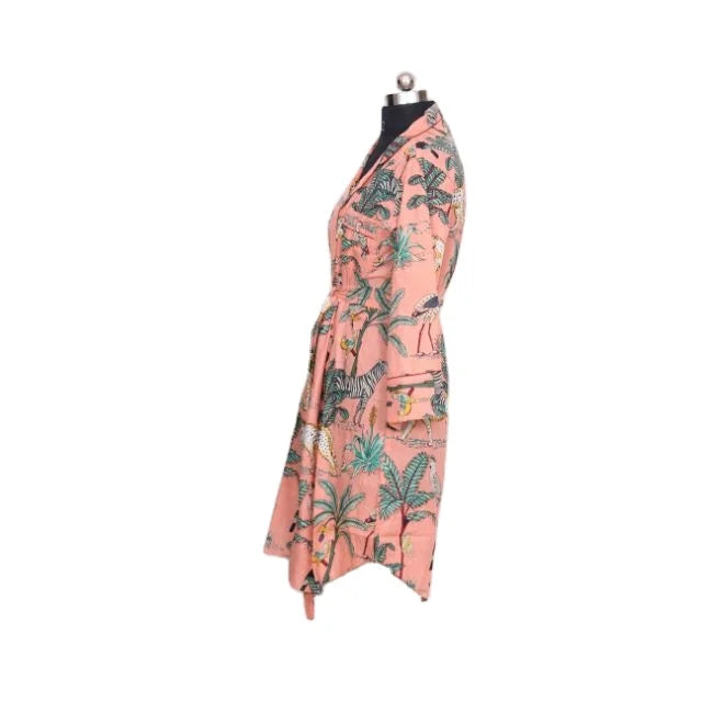 Jungle Print Long Sleeve Regular Fit Simple Sweet Natural Indian Handmade