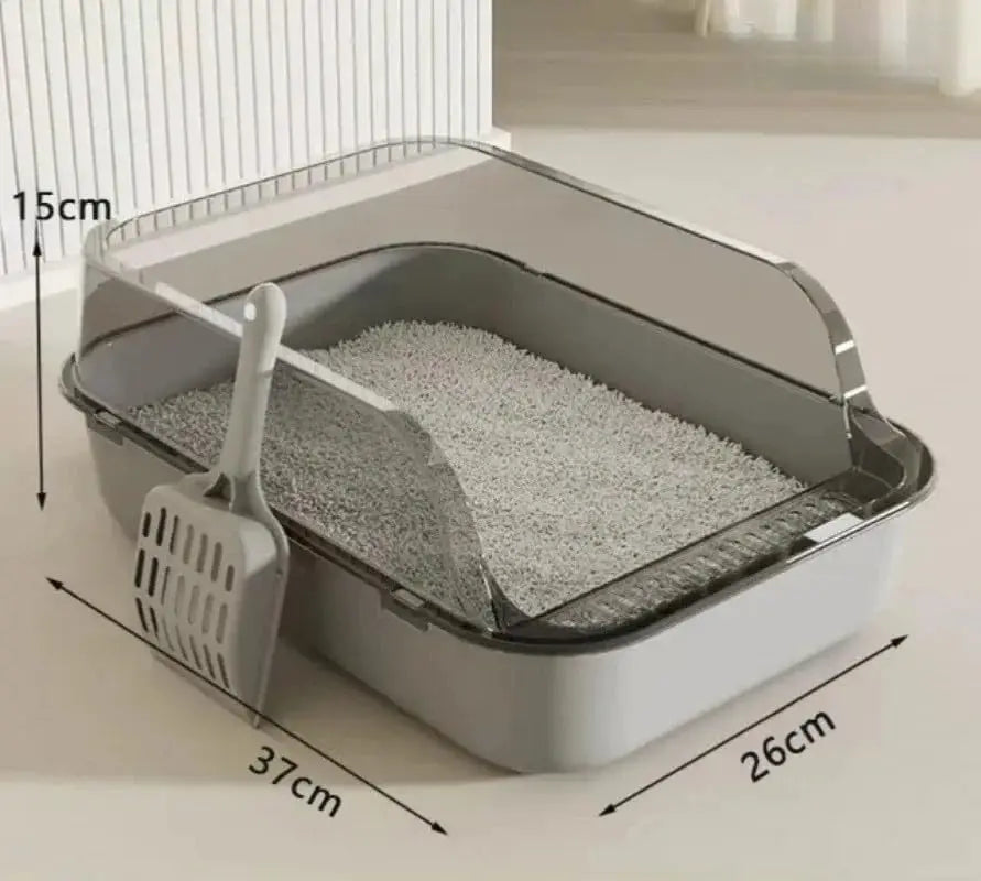 P Semi-Enclosed Cat Litter Box Splashproof Kitten Toilet Tray Pet Cleaning