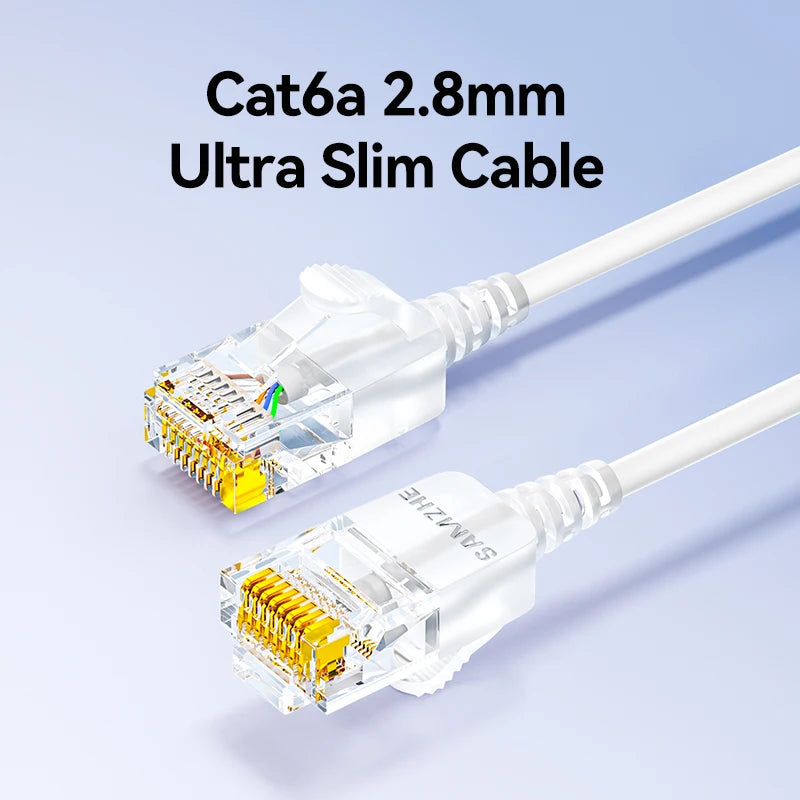 SAMZHE Slim Cat6A RJ45 Internet Cable High Speed 10Gbps 31AWG Pure Copper