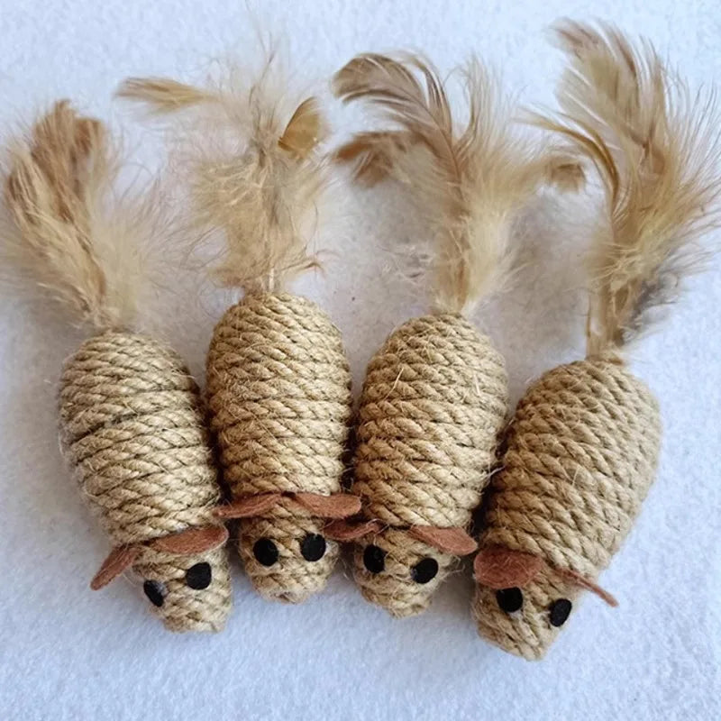 Cat Chew Toy Bite Resistant Mouse Feather Kitten Toy Teeth Cleaning