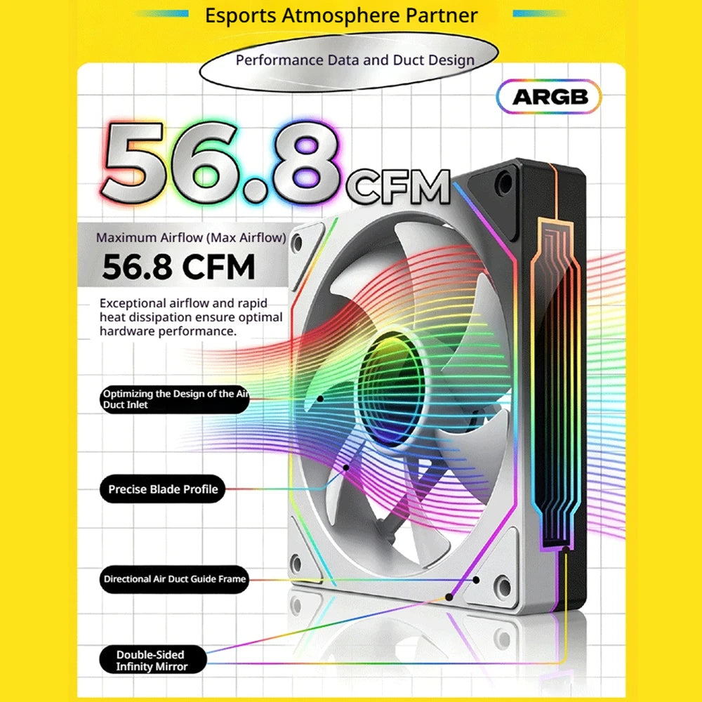 Veebyte PRISM 4 PRO Computer Chassis Fan 120mm 5V 3PIN ARGB 4 Pin PWM