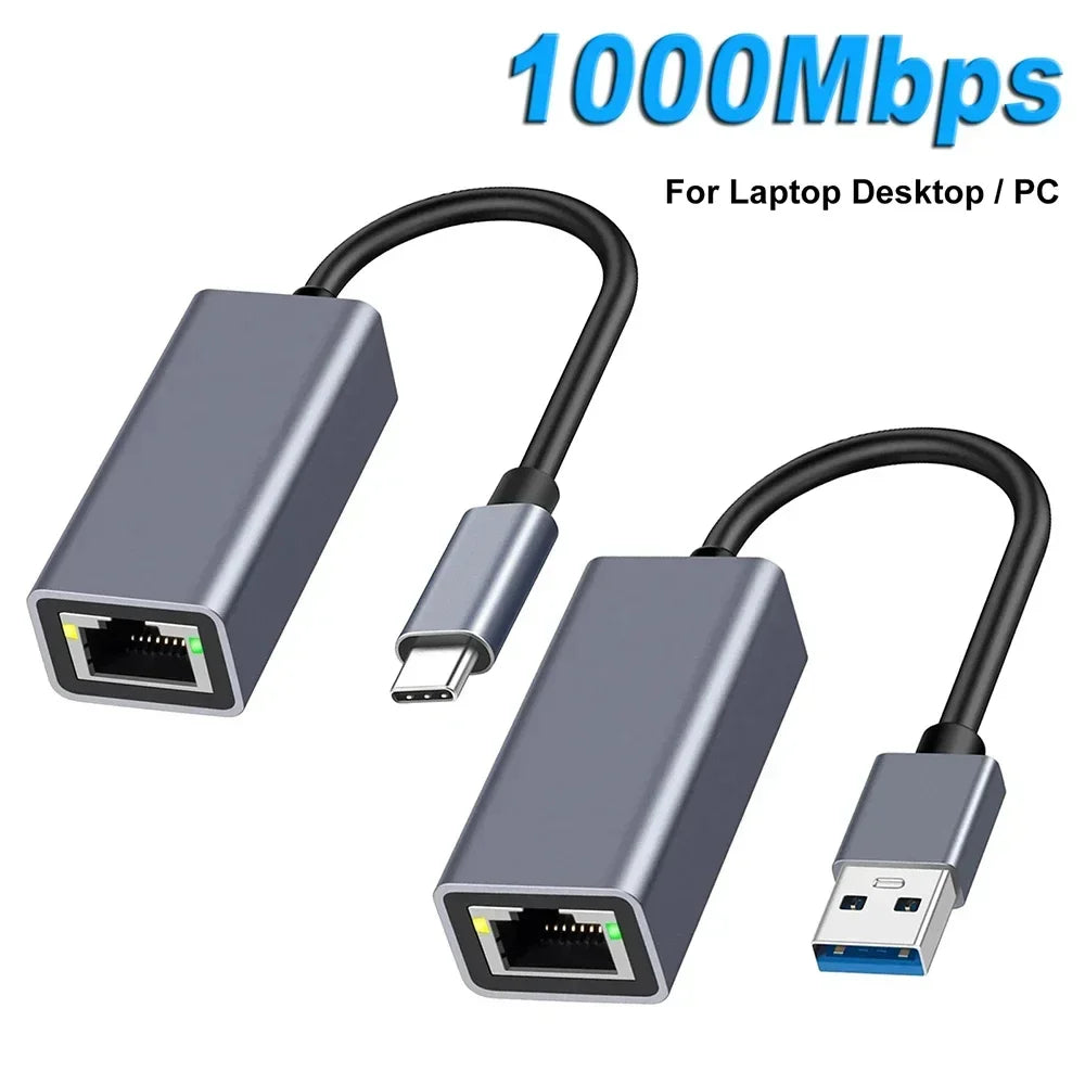 Adaptateur Ethernet USB Type C 1000Mbps, Carte Réseau RJ45 USB 3.0 Pour