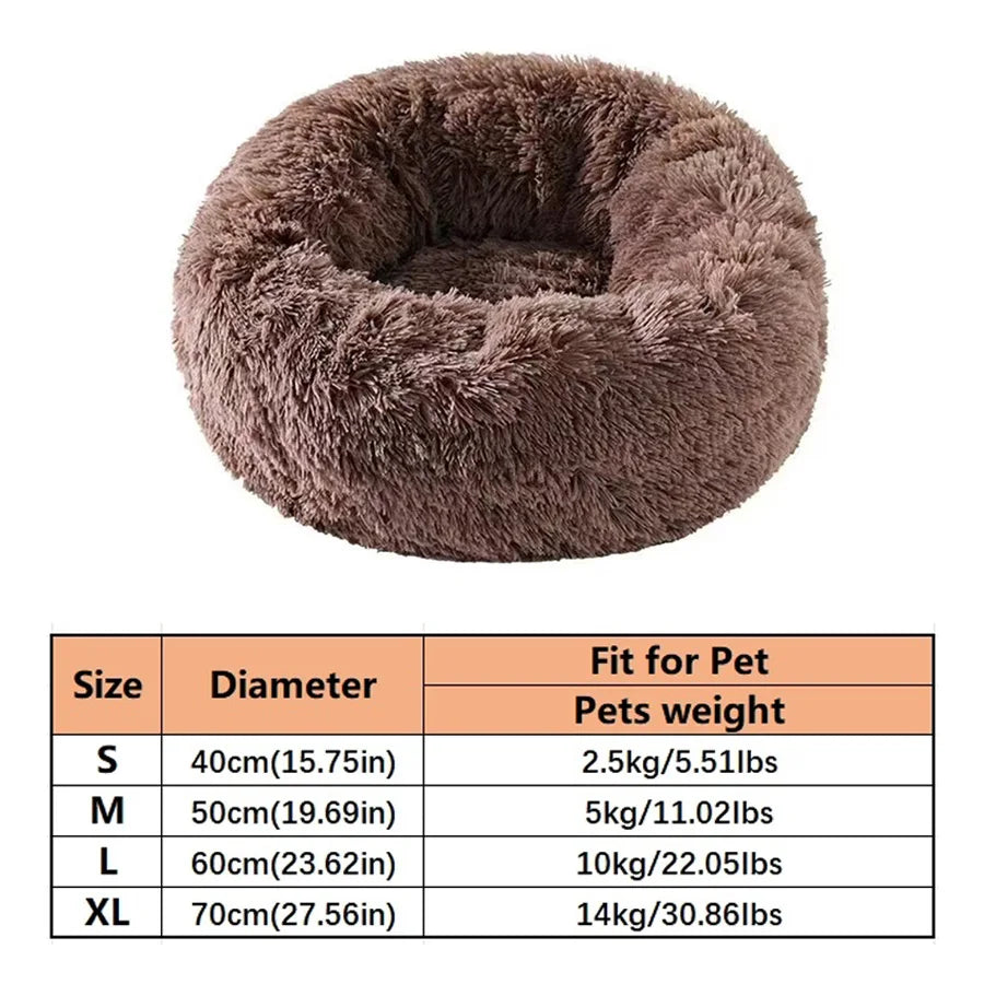 Soft Pet Cat Bed Pad Plush Warm Faux Fur Dog Calm Bed Donut Round Bed