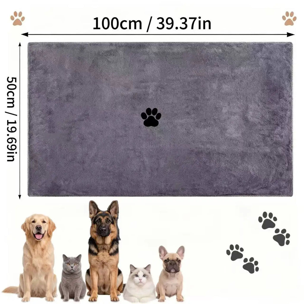 Quick-Dry Dog Towel, Non-Shedding Ultra-Fine Fiber Material, Cute Paw