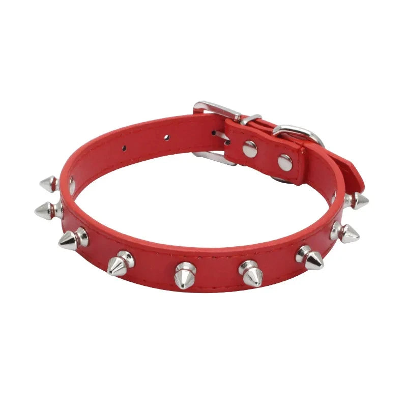 Leather Dog Cat Collar Spiked Studded Puppy Pet Necklace for Small Medium